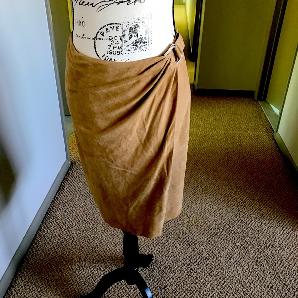 Ralph Lauren black label suede wrap skirt